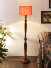 Pink Jute  Wooden Floor Lamp